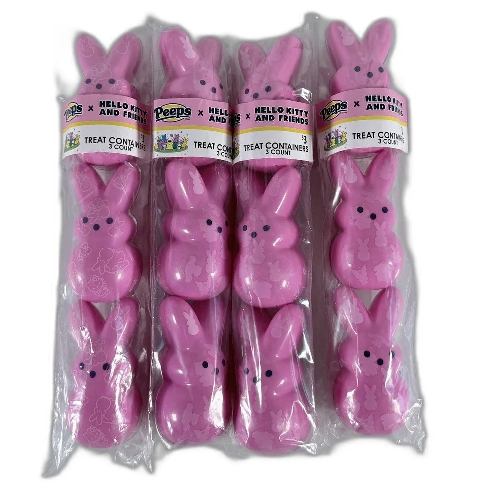 Peeps x Hello Kitty Friends Pink Bunny Treat Containers 3 Count 4 Pack 12 Total